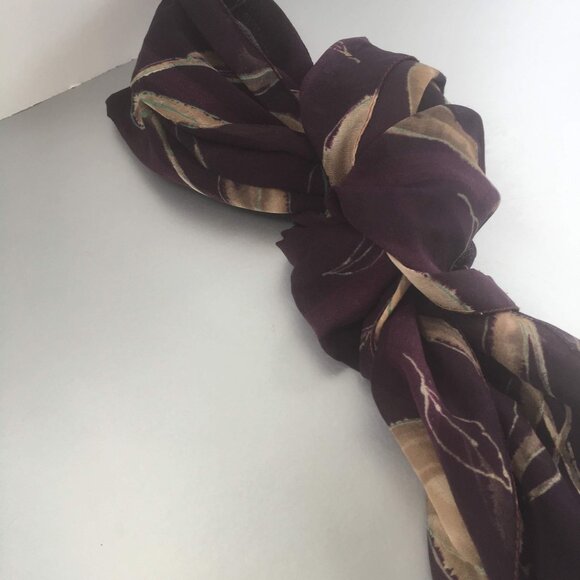 Purple Rose Flowers Garden Sheer Scarf Vintage Accessory - Picture 9 of 10